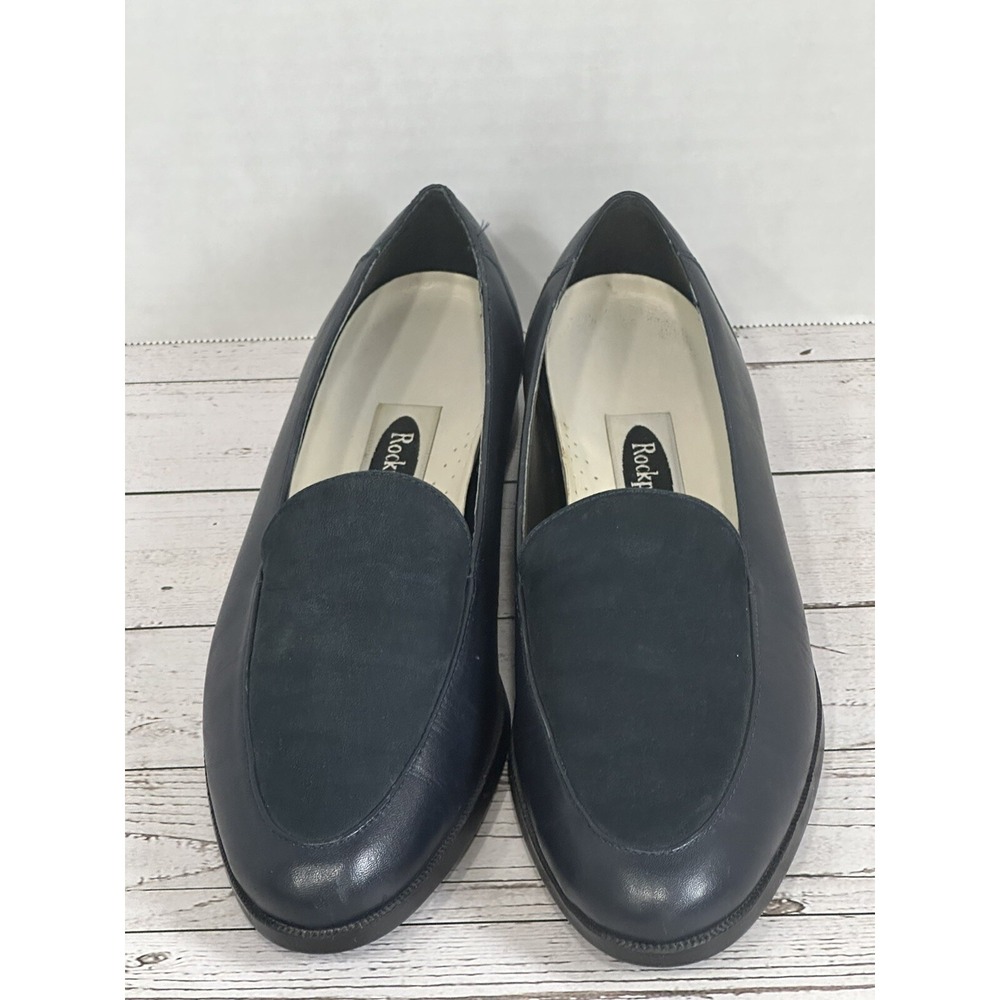 Rockport‎ Women's Leather & Suede Slip-On Shoes Navy Blue 6.5 M Comfort Shoes